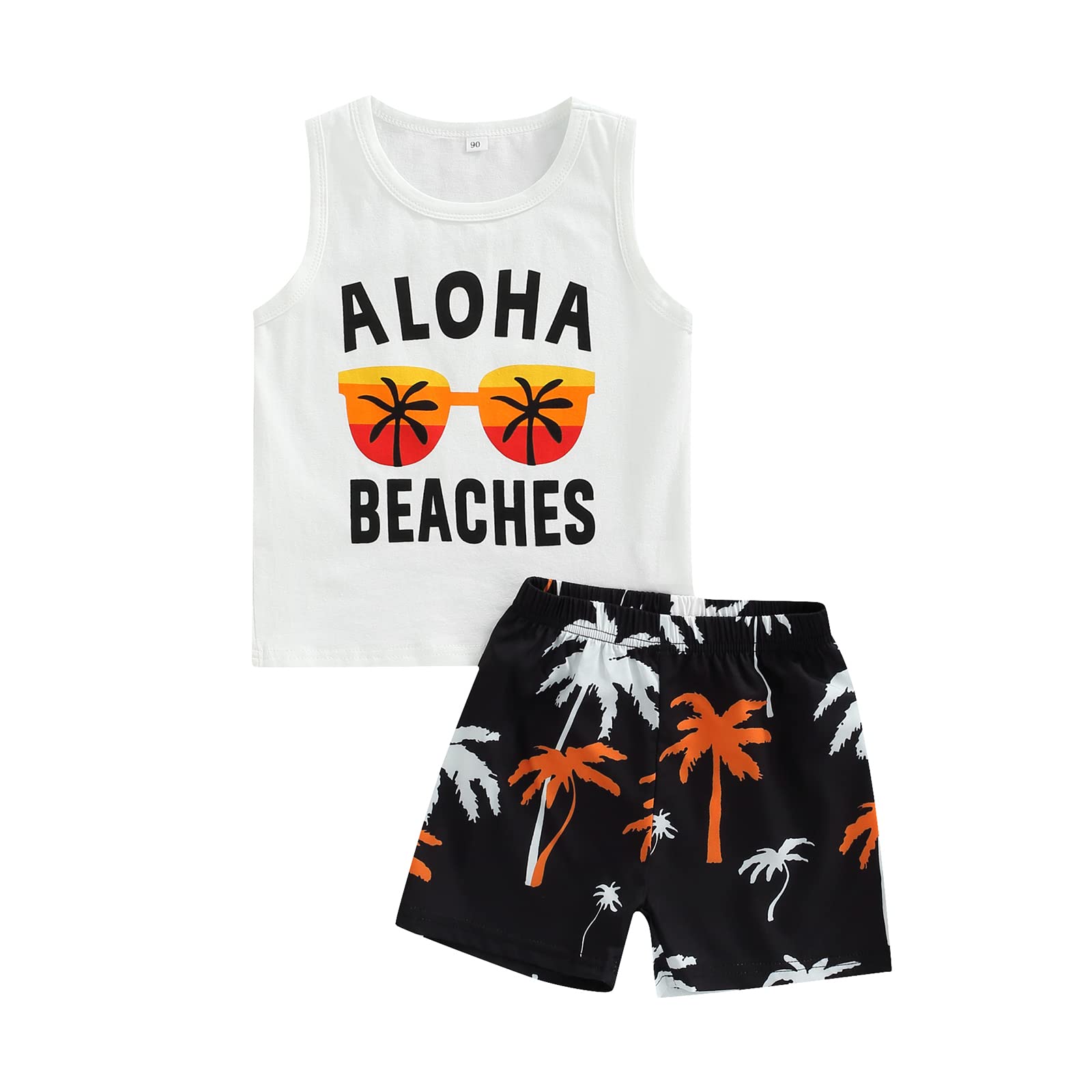Toddler Boys Shorts Set Seaside Printed T-Shirt+Shorts 2Pcs Little Boy Outfits Summer Clothes Suit