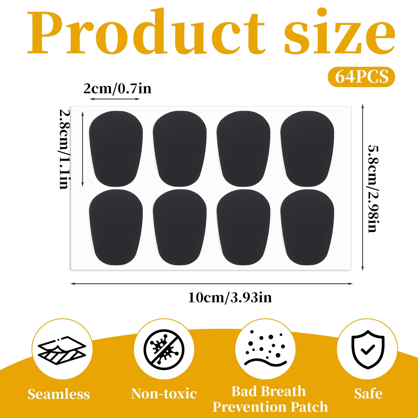 64 Stück Mundstückkissen 0,8 mm Verdickung Bissgummi Klarinette Ovale Gummi Mundstück Patches Pads für Alt Tenor Saxophon Klarinette Mundstück Kissen, Schwarz