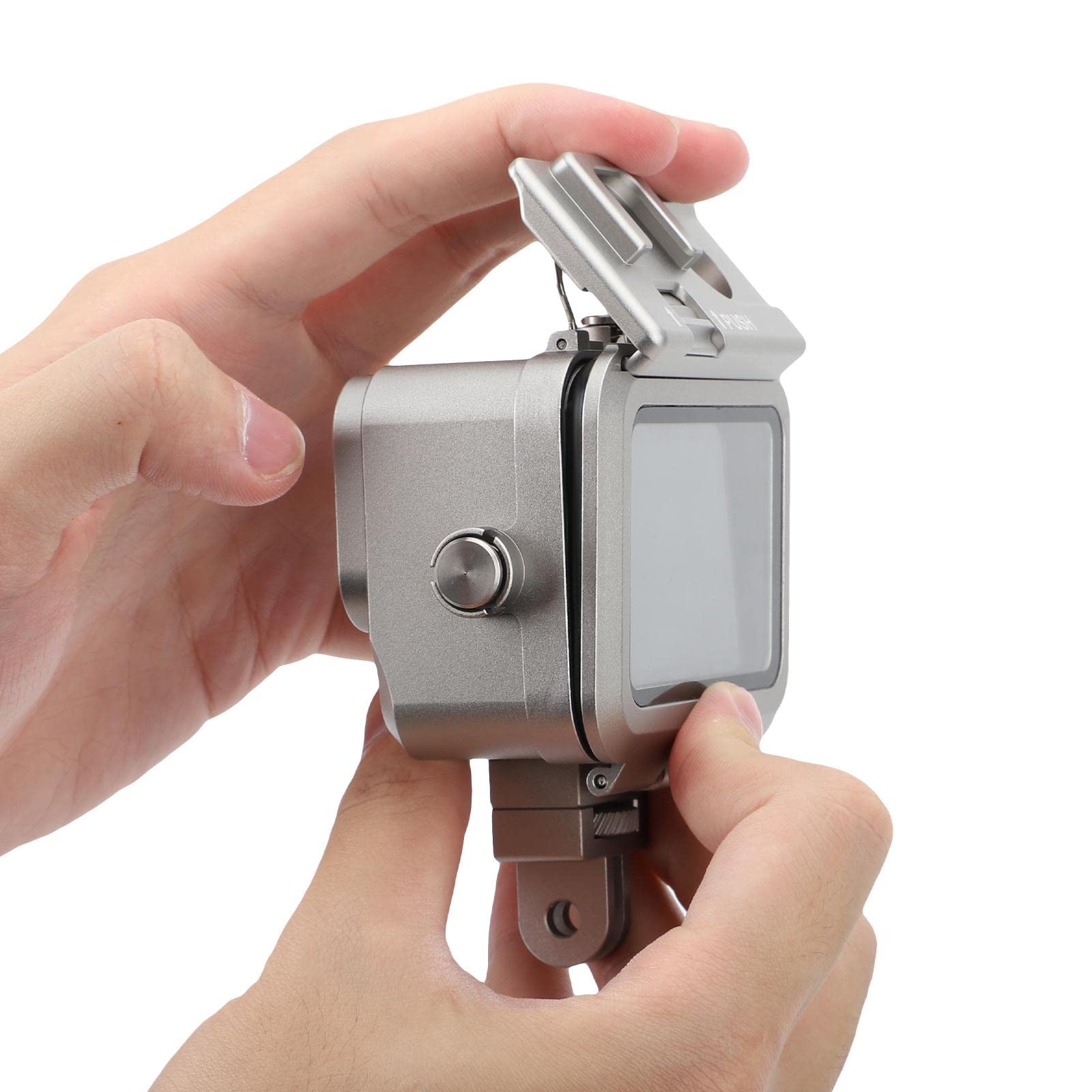 DAGIJIRD Custodia impermeabile con telaio in metallo per action camera con adattatore per GoPro 11/10/9, colore: Nero