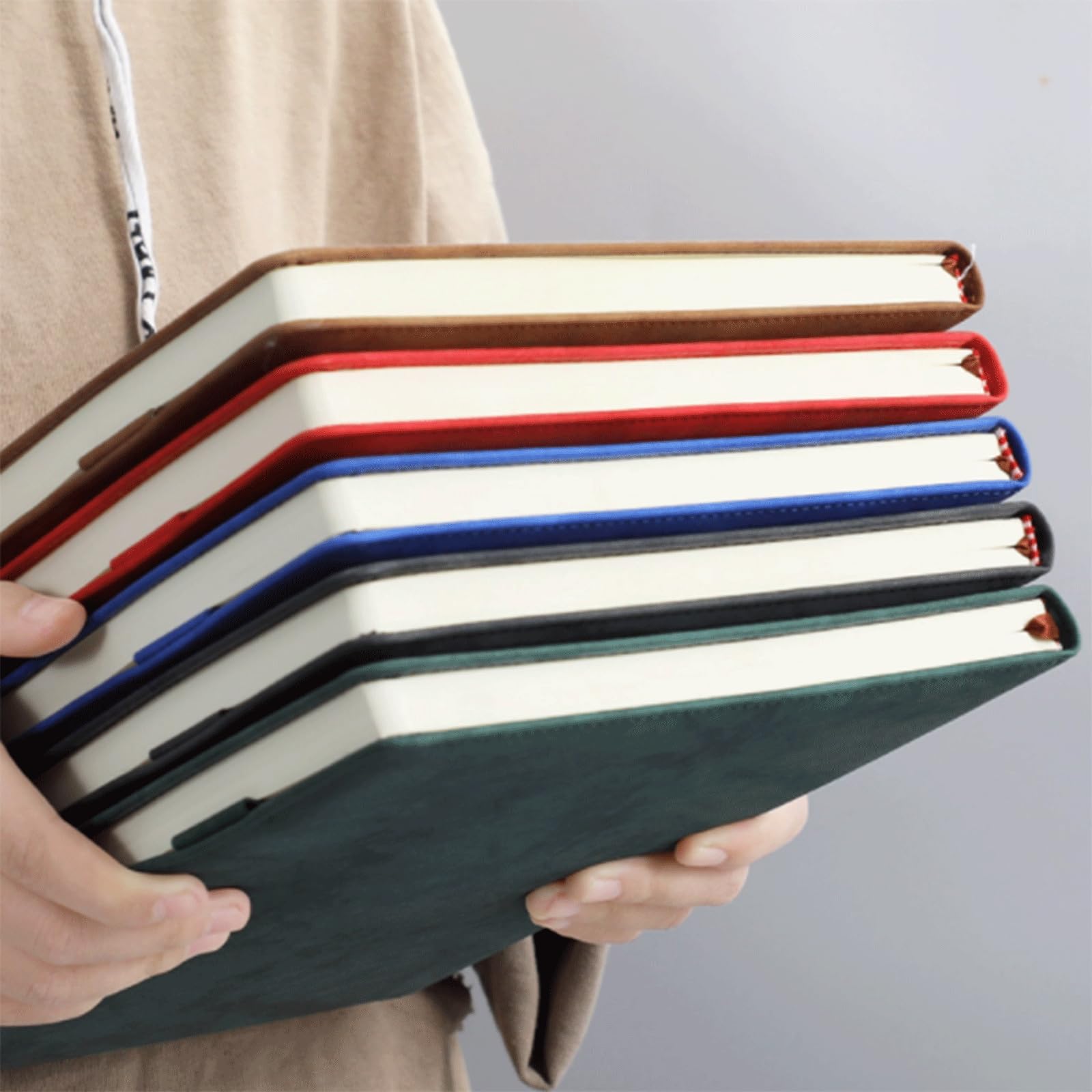 Elegancki Draadgebonden notitieboekset Imitatieleer notitieblok voor thuis, op school en op kantoor, 240 pagina's/120 vellen, 28,8 x 21,5 cm Przenośny