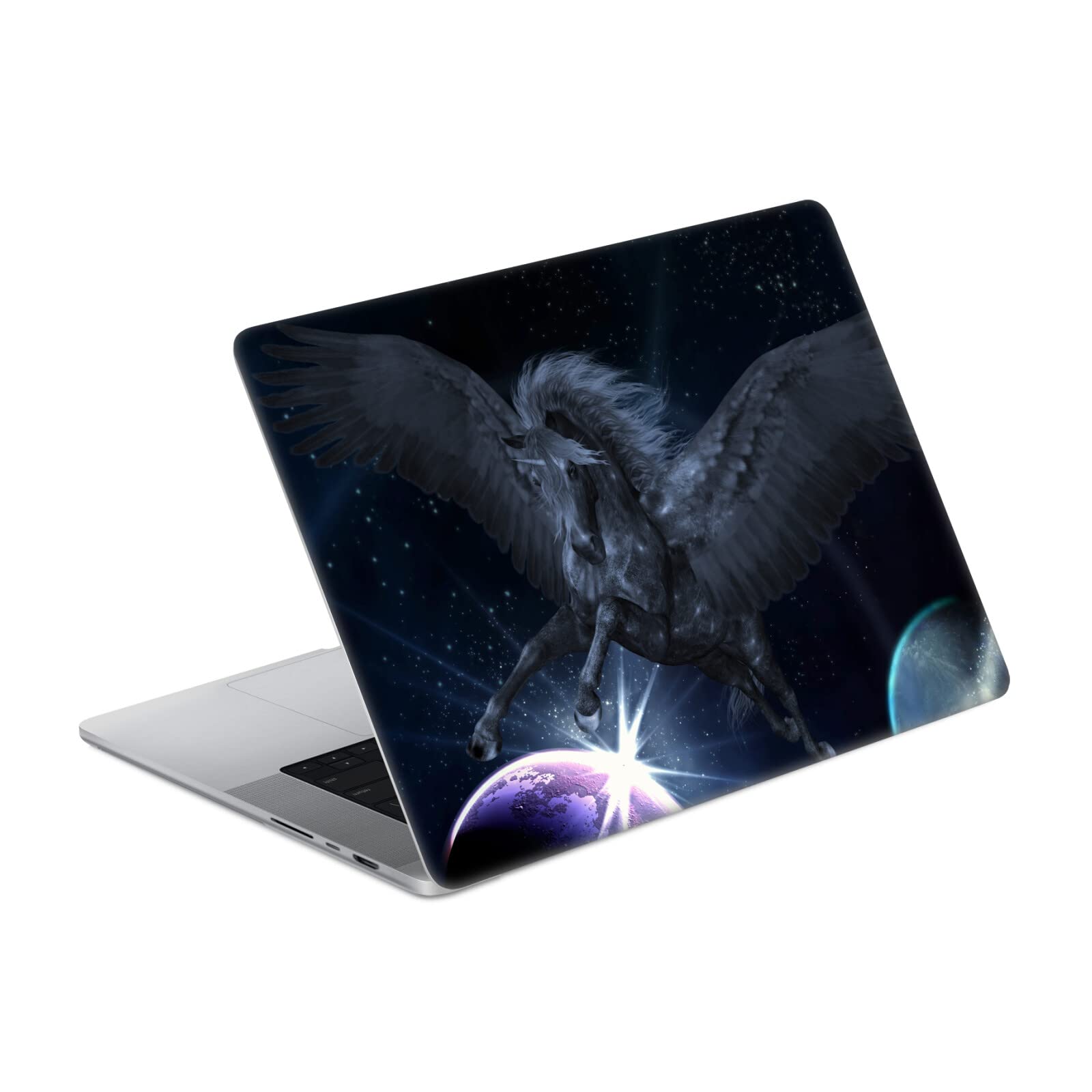 Sticker MacBook Pro 14 A2442 Pegasus Noir : Évitez les rayures sur votre coque