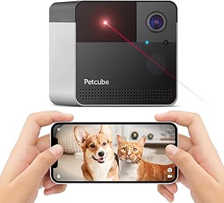 Petcube Play 2 | WLAN Haustierkamera mit Laserspielzeug für Katzen & Hunde, 1080P HD Video, 160° Vollraumansicht, 2-Wege-Audio, Sound/Bewegungsmeldungen, Nachtsicht, Haustierüberwachungs-App