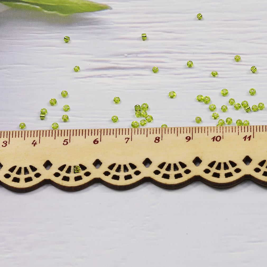 Tibaoffy Transparent Light Green with Silver Lined Beads Size 12/0 Crafts Glass Seed Beads 2mm for Jewelry Making (Total About 100g About 11000pcs) - Image 3