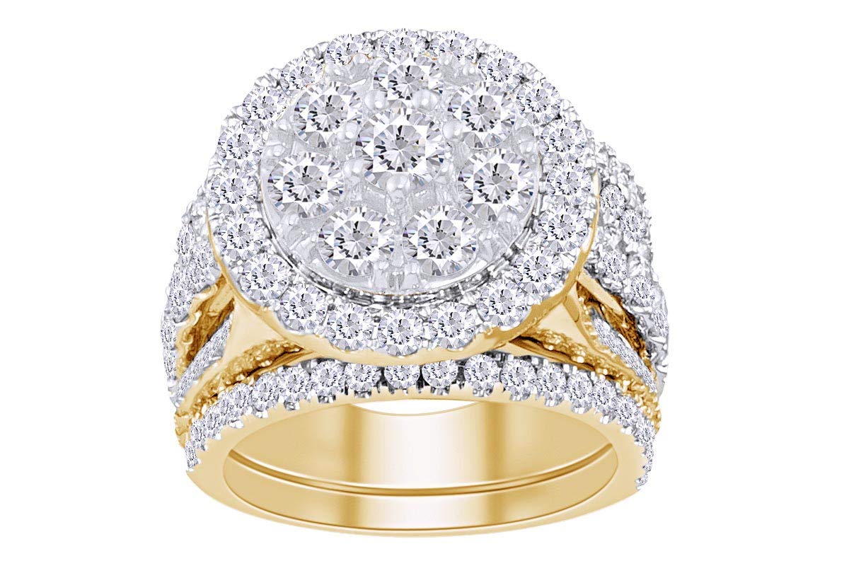 4 Cttw Womens Round Natural Diamond Unique Bridel Wedding Engagment Ring Band Set 14Kt Solid Gold (I