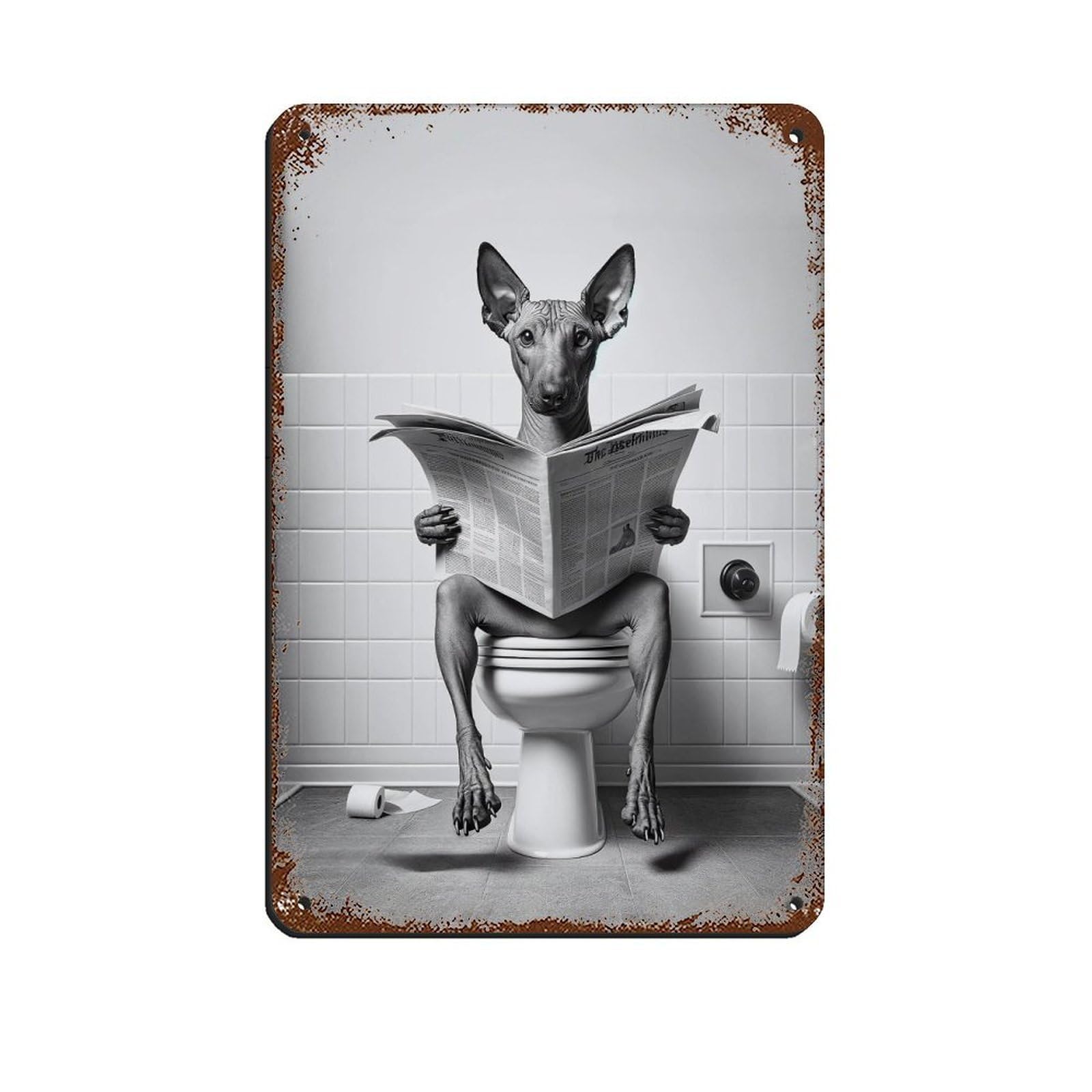 American Hairless Terrier Poster Retro Poster Metal Tin Sign Chic Art Retro Iron Painting Bar People Cave Cafe Family Garage Poster Wall Decoration 8x12inch(20x30cm)