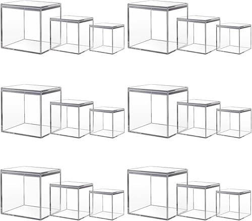 Caja de acrílico con tapa, 18 piezas de acrílico transparente con tapa, contenedores cuadrados de plástico, caja de almacenamiento de 4 x 4 x 42.2 x disponible en Yaxa Costa Rica