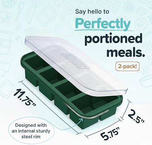 Miniatura 19 de Souper Cubes Moldes de silicona para congelador de 1 taza, cubos de sopa perfectos para almacenar caldo, arroz, sobras y más, bandejas de silicona