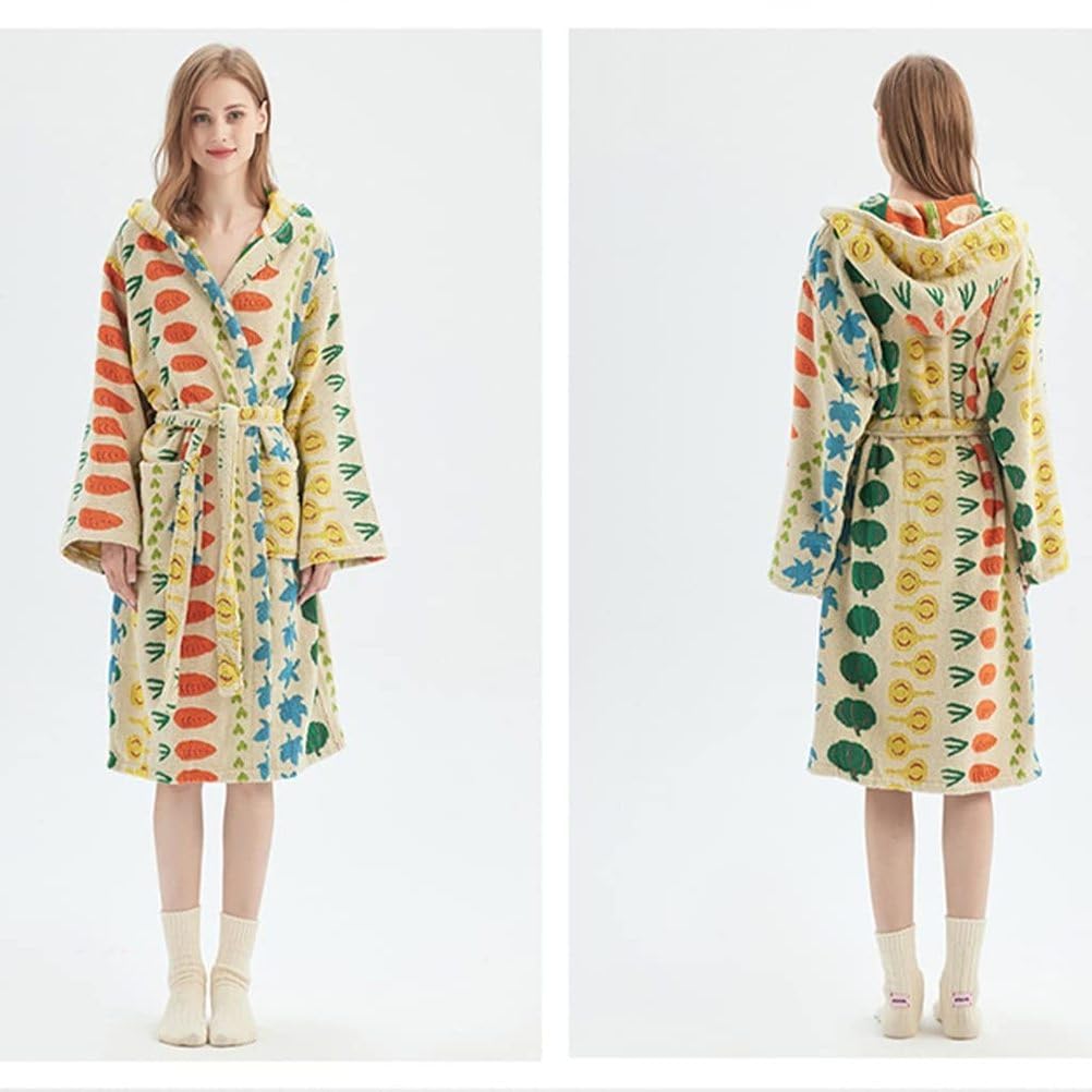 Damski szlafrok frotte, bawełniany szlafrok z kapturem, chłonny, gruby, długi szlafrok do spa, zimowy szlafrok pluszowy,G,One Size