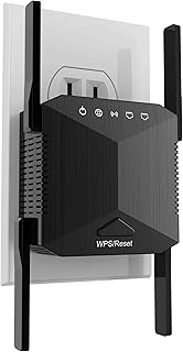 WiFi Range Extender WiFi Repeater 2023 Newest Release Simple Setup Wireless Signal Booster 2.4 GHz with Two Ethernet Ports WiFi Extender 4 Antennas Internet Booster