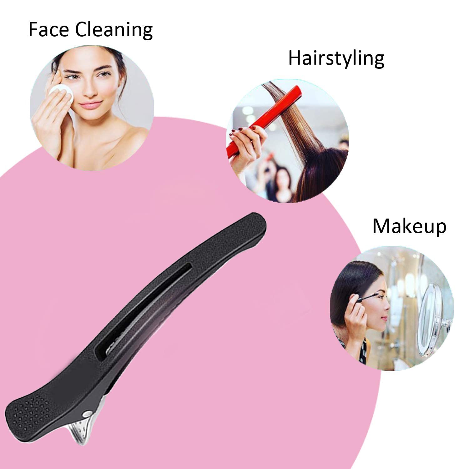 Salon Professional Hair Clips 12 Pack Styling Sectioning Silicone Band, Non-Slip No-Trace Thick Thin Hair