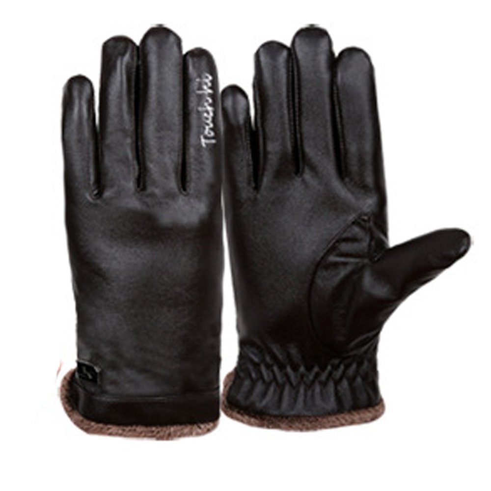 Guantes de invierno de piel sintética para mujer y hombre, con forro cálido, guantes de conducción para motocicleta
