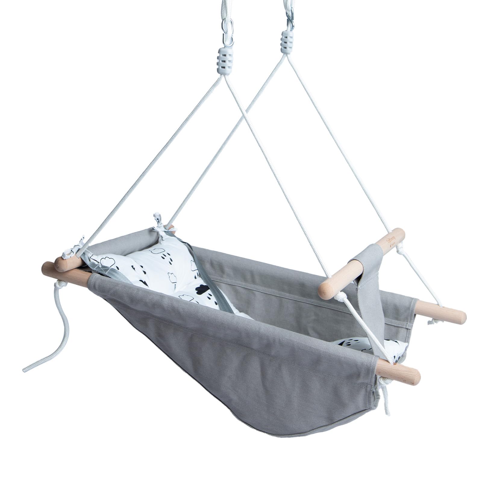 XJDBaby Swing Outdoor and Indoor, Canvas Hammock Swing for Baby, Baby Swing with a Comfortable Seat, Adjustable 5-Point Safety Belt, 3 Modes,present for Baby Boys Girls, Light Grey (Light Gray)