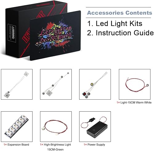 Miniatura 2 de BrickBling Luz LED compatible con Lego Minecraft The First Adventure 21169, kit de iluminación compatible con Lego 21169 (sin modelo en el paquete)