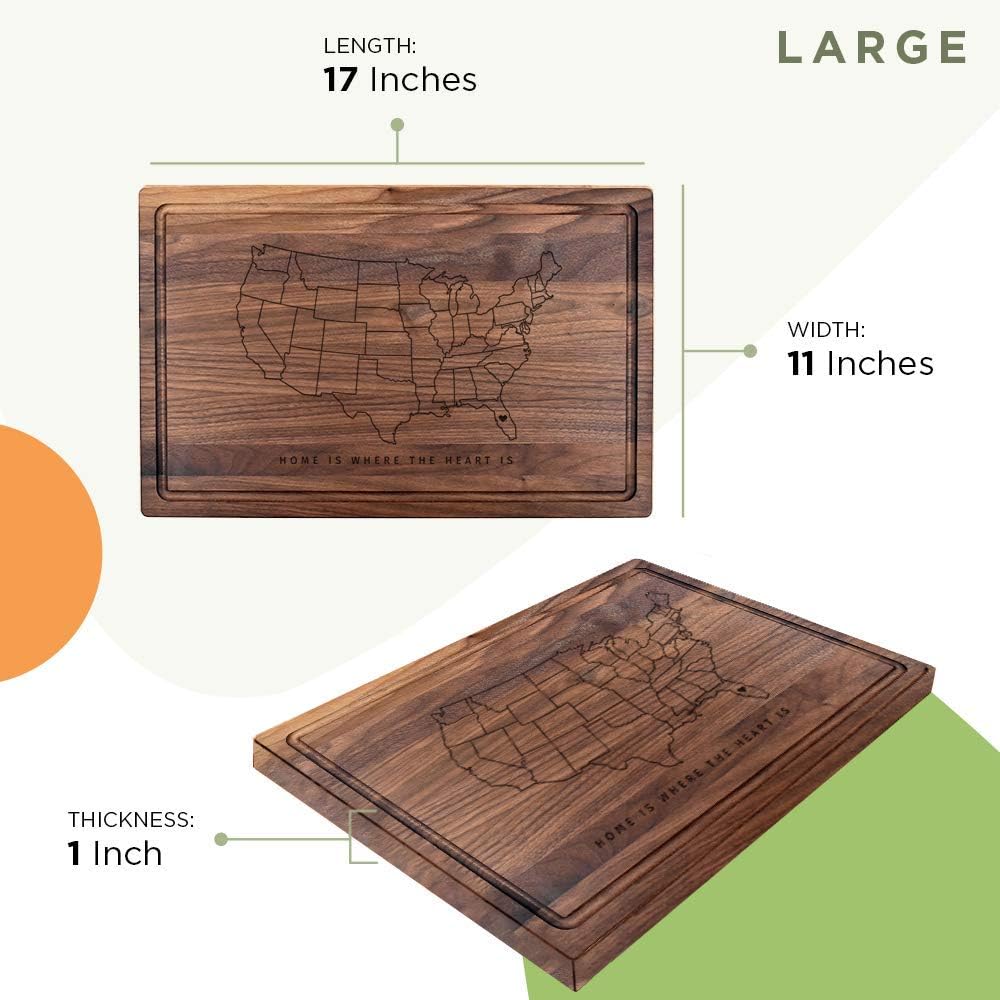Florida States Line-Wooden Cutting Board for Kitchen Juice Groove Natural Custom Engraved in USA, Ideas for Appreciation Anniversary Wedding Birthday, Housewarming Present (Walnut 11x17 Inch)