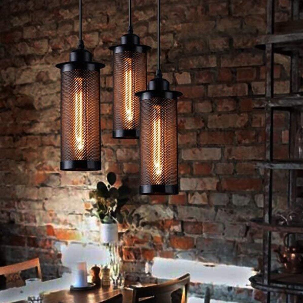 Przemysłowe wyposażenie oświetlenia metalowa klatka wisząca światło 1 światło retro vintage lampy sufitowe na wyspę kuchenną jadalnię dekoracje, czarne wykończenie e27