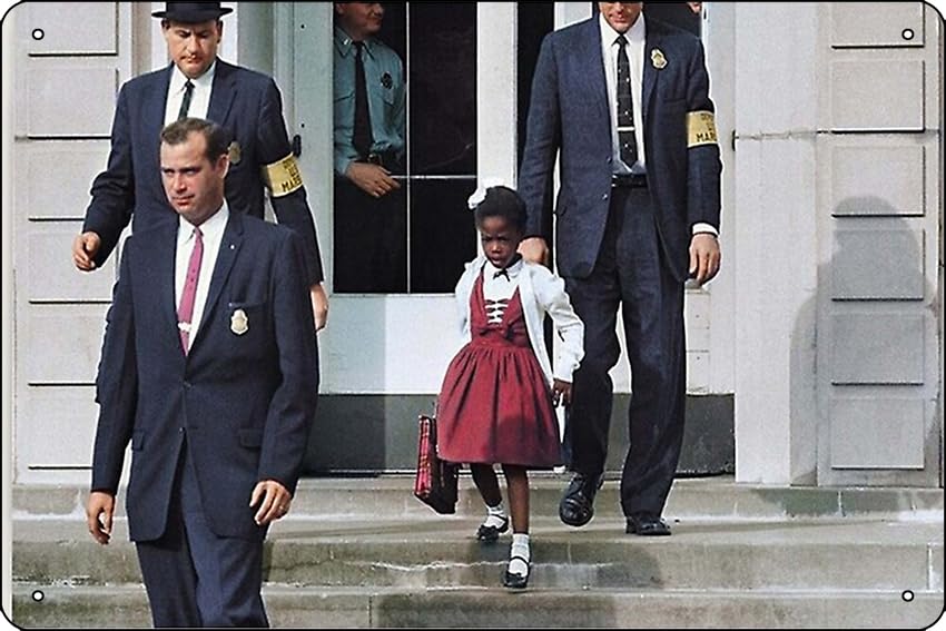 Ruby Bridges, Escorted Poster Funny Metal Tin Sign for Home Kitchen Bar Room Garage Decor 8" x 12"
