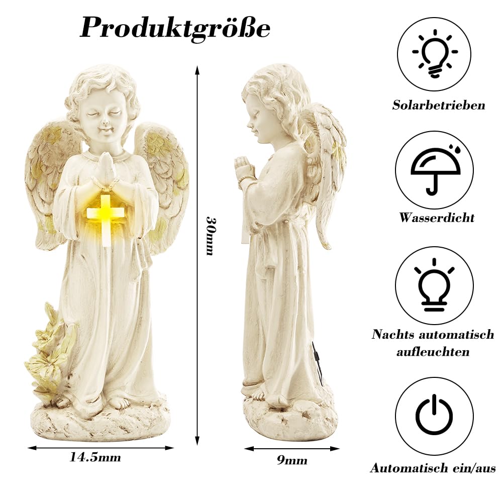 Solarna dekoracja ogrodowa anioł figurki ogrodowe, solarna statuetka ogrodowa anioła, figurka anioła stróża LED, wodoodporne rzeźby aniołów Fairy statuetki ogrodowe światło rzeźby anioła na jesienną