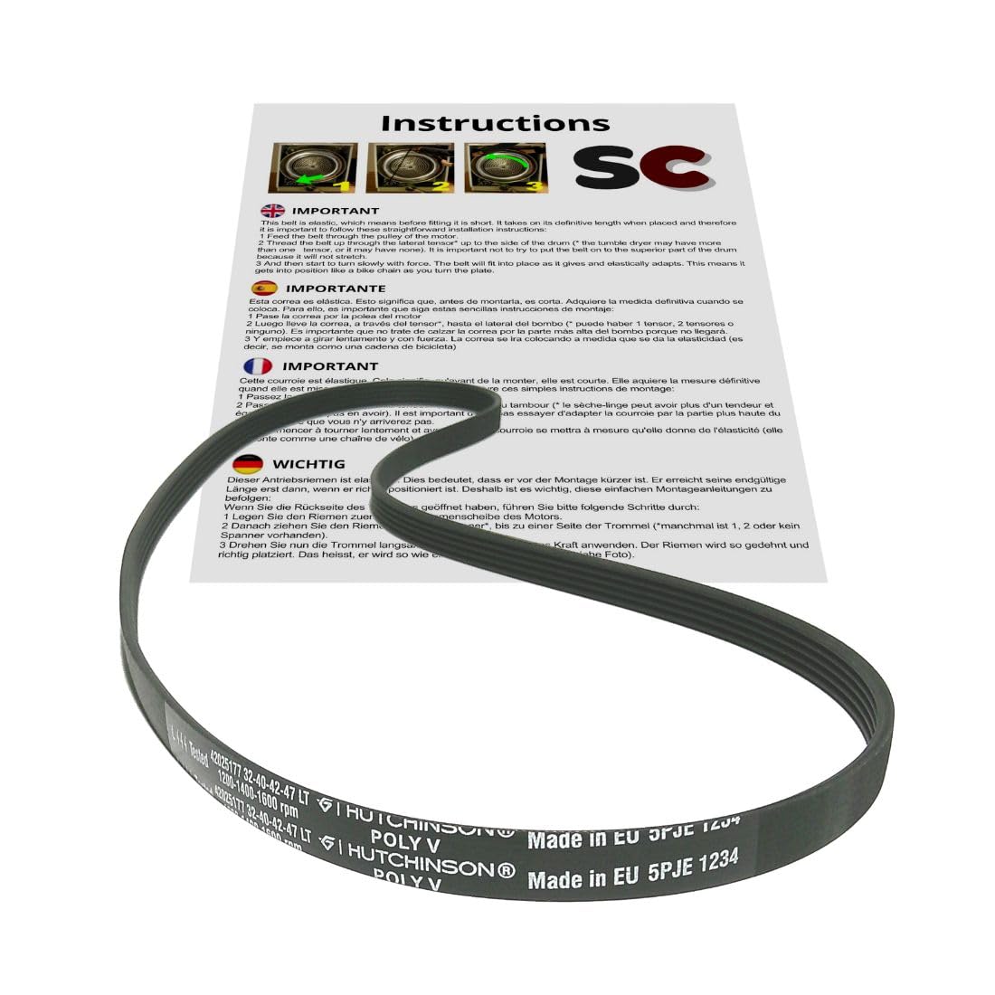 SC Solocorreas - Washing Machine Belt 5PJE 1234 (Black)
