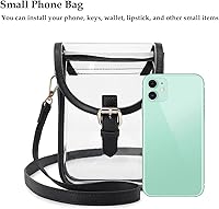 Vista 5 de FAIME Pequeña bolsa transparente aprobada para estadios, bolsa cruzada transparente para teléfono celular con correa ajustable para conciertos