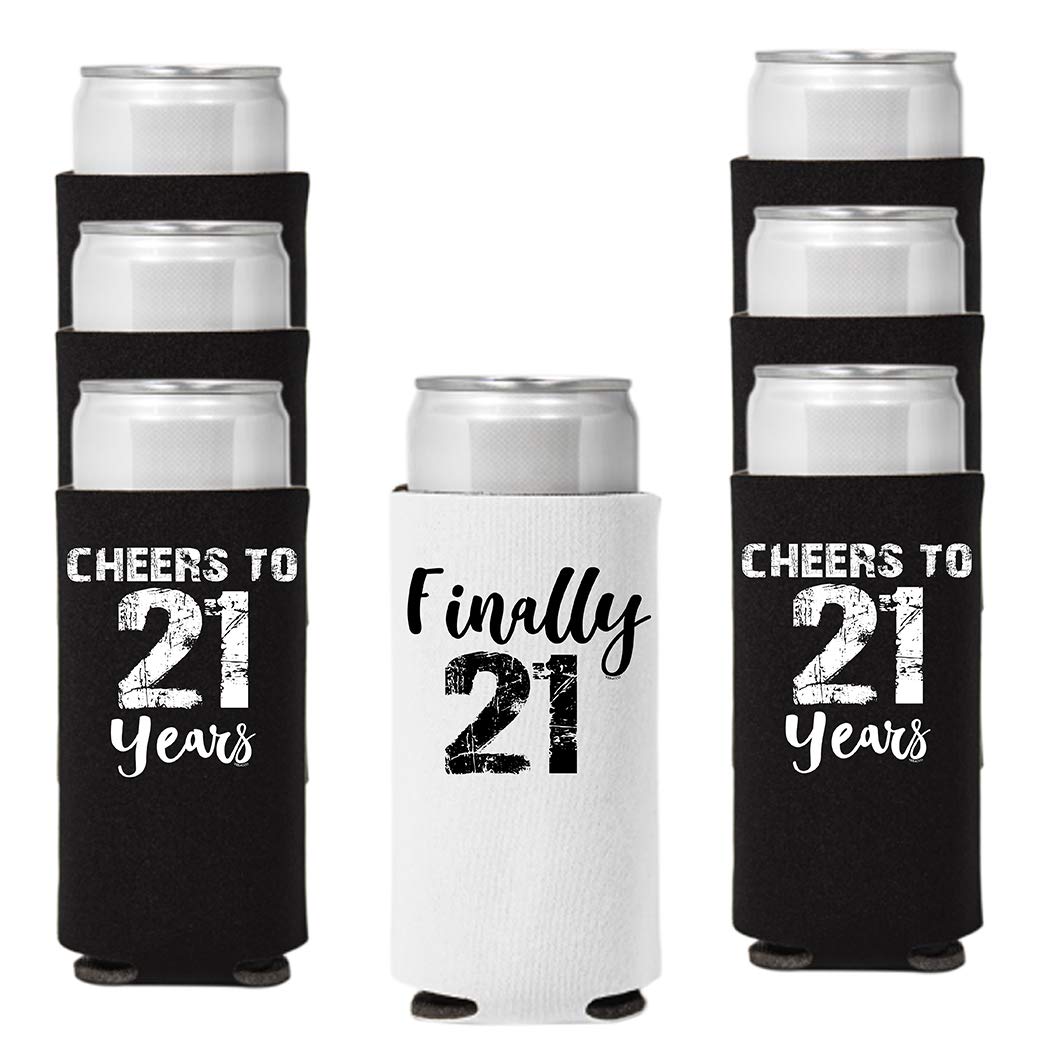 Supports fins pour cannettes cadeau original 21 ans boîte de 6 isolateurs de boisson chic