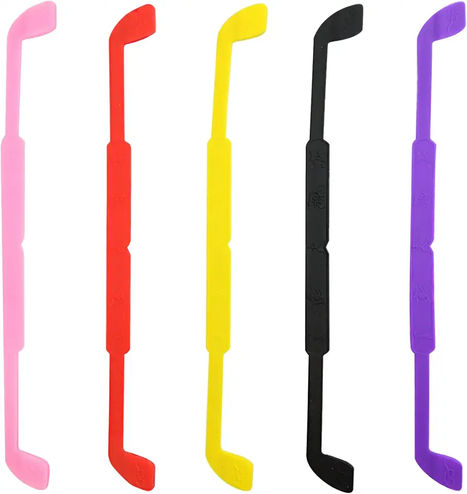5 peças de tiras coloridas antiderrapantes de silicone macio elástico para óculos de sol, suporte de faixa para óculos de sol, retentor de óculos para esportes internos e externos, cores aleatórias