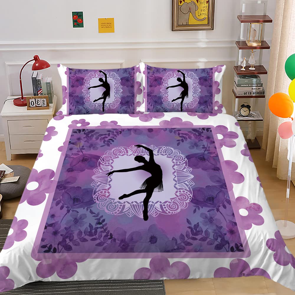Housse de couette danse et papillon 240x260 cm pour lit deux places de fille et dame