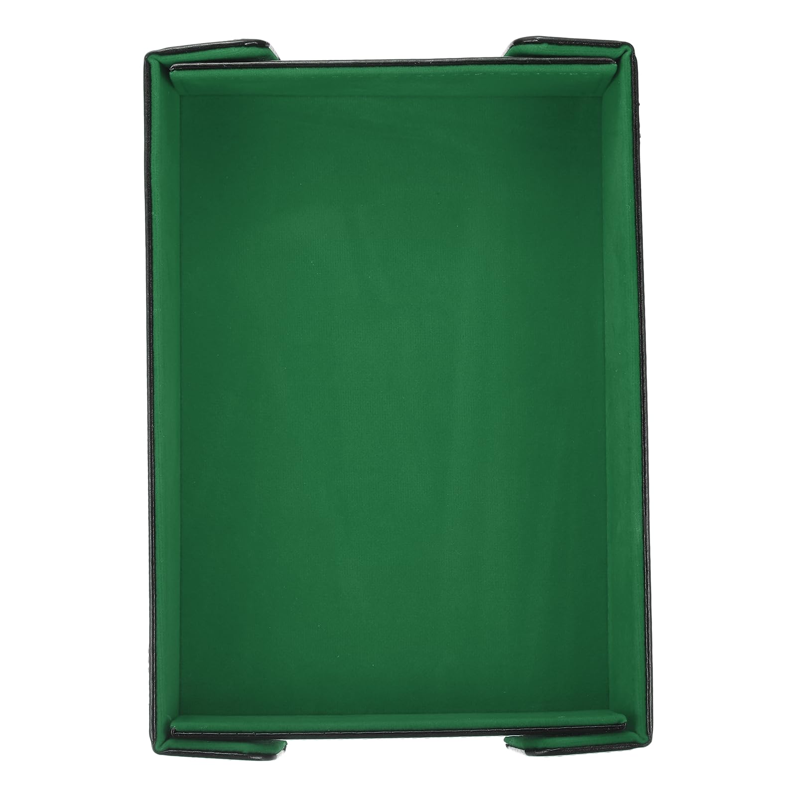 sourcing map Dice Tray PU Leather Felt Lining Mat Magnetic Folding Dice Rolling Tray Holder Rectangle Storage Box Perfect for DND Table Games & Entryway & Nightstand Organizer (Green)