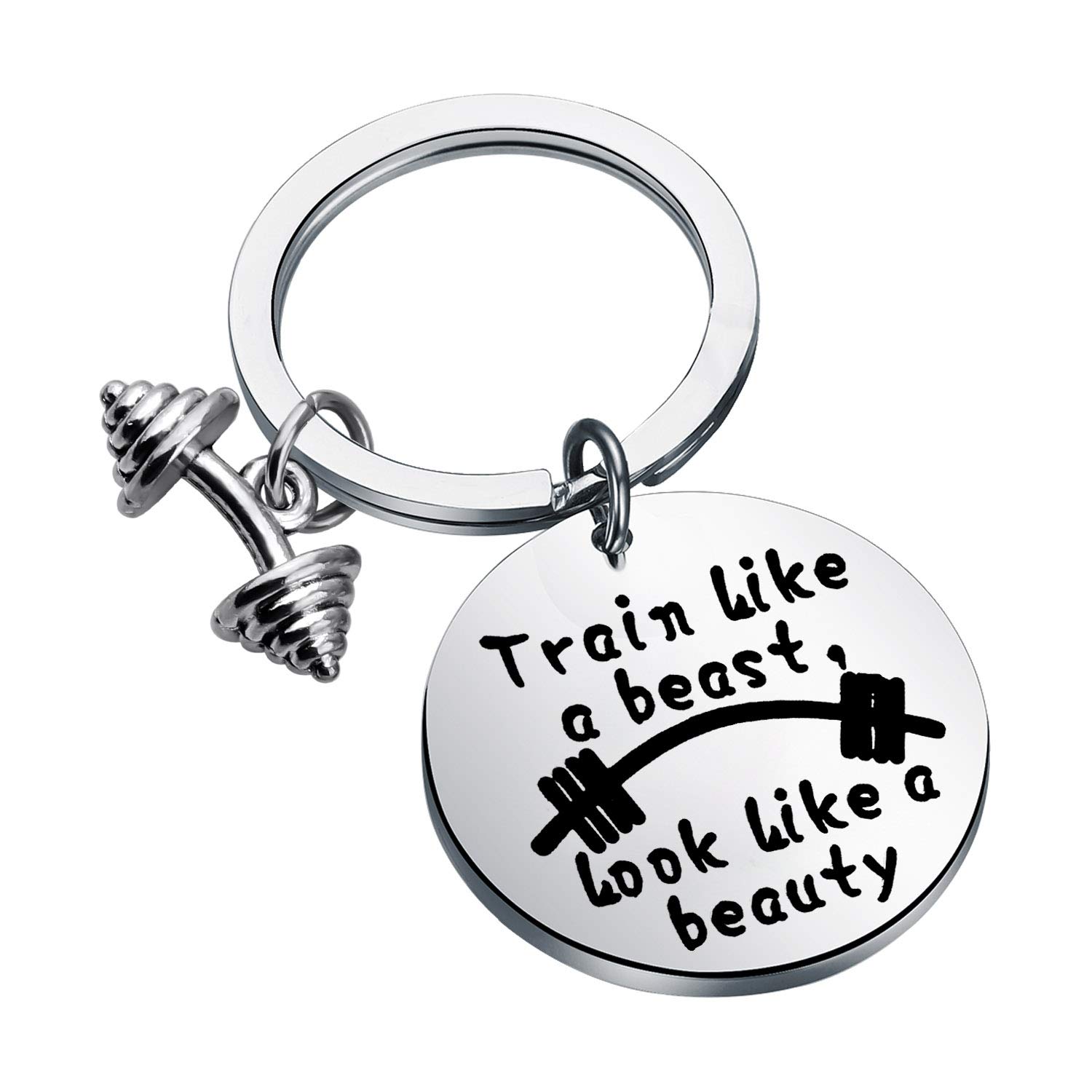 FEELMEM Workout Gift Fitness Gift Train Like a Beast Keychain for Bodybuilder
