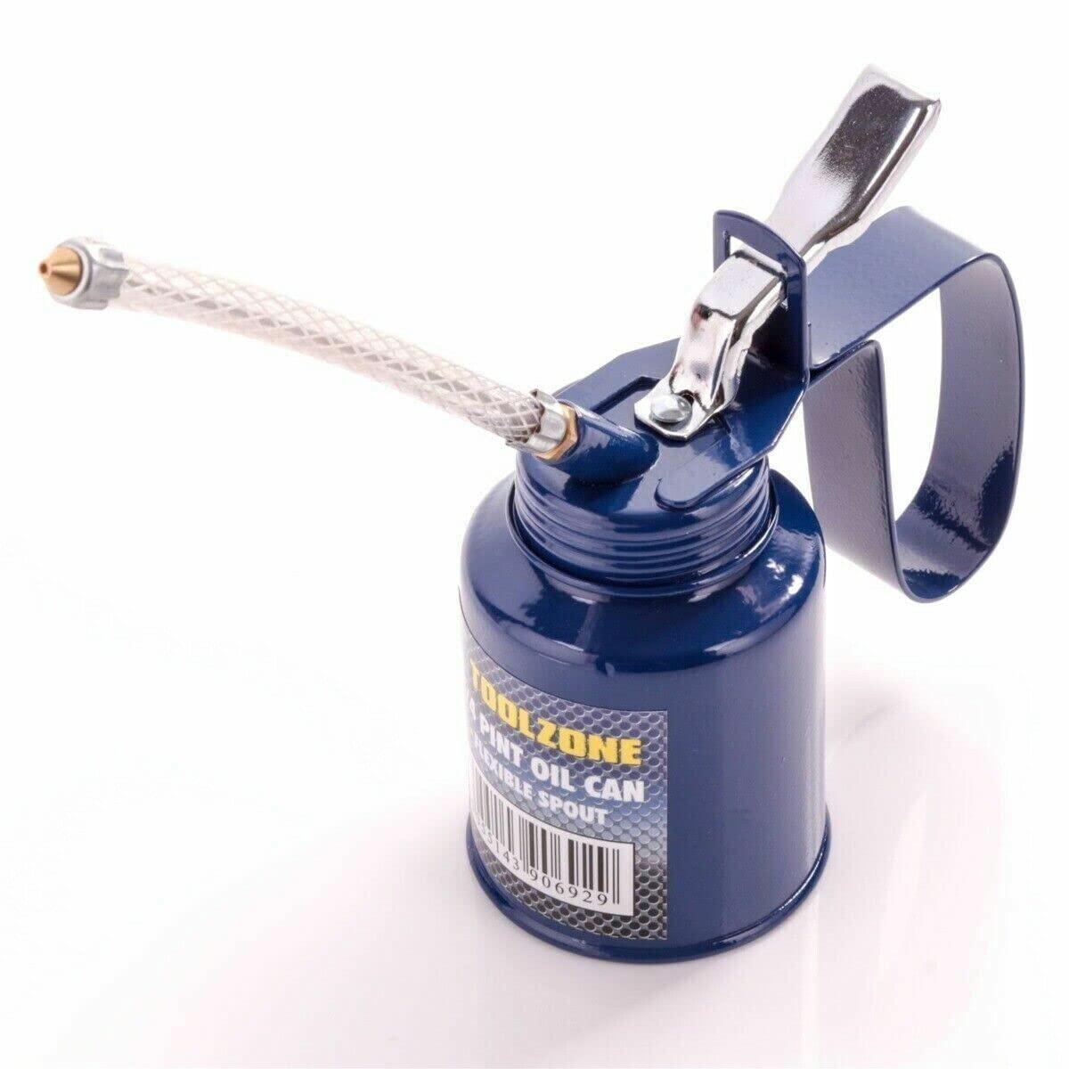 Dunnet Tools Blue 1.1/2 Pint Oil Can With Thumb Pump | Metal Oil Dispenser For Garage, Workshop, And Mechanics | Hand Tool Oil Dropper With Rigid Spout | Oil Storage Can For Chainsaw & Machine Lubrication