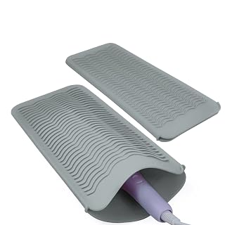 2PCS Silicone Heat Resistant Mat Pouch for Hair Straightener, Curling Iron, Flat Iron and Hot Hair Tools Grey