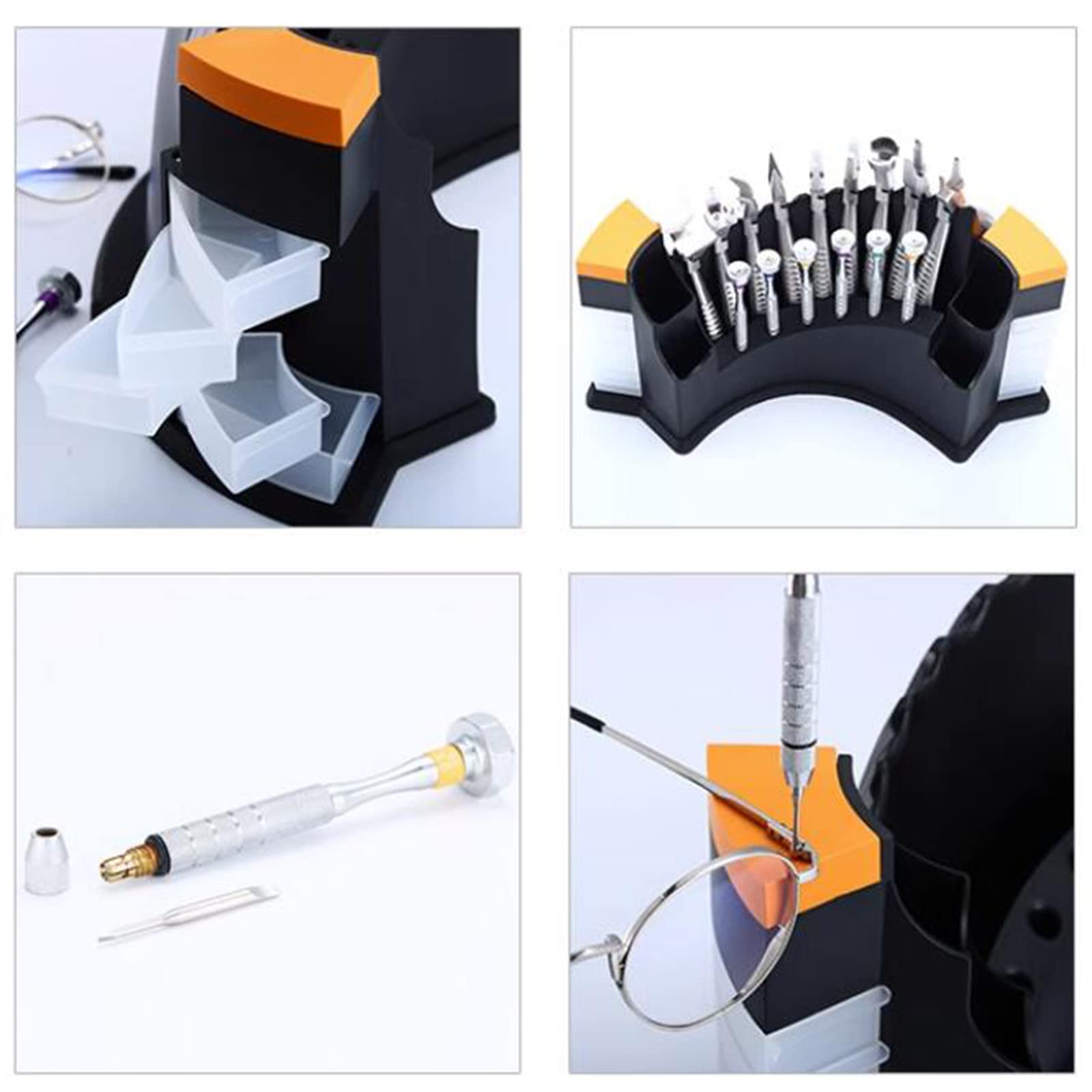 Kit di Strumenti ottici da 16 Pezzi, Strumenti per la Riparazione, Il Montaggio e la Regolazione degli Occhiali, con 6 cacciaviti magnetici per Occhiali, 9 pinze per Occhiali e SUP