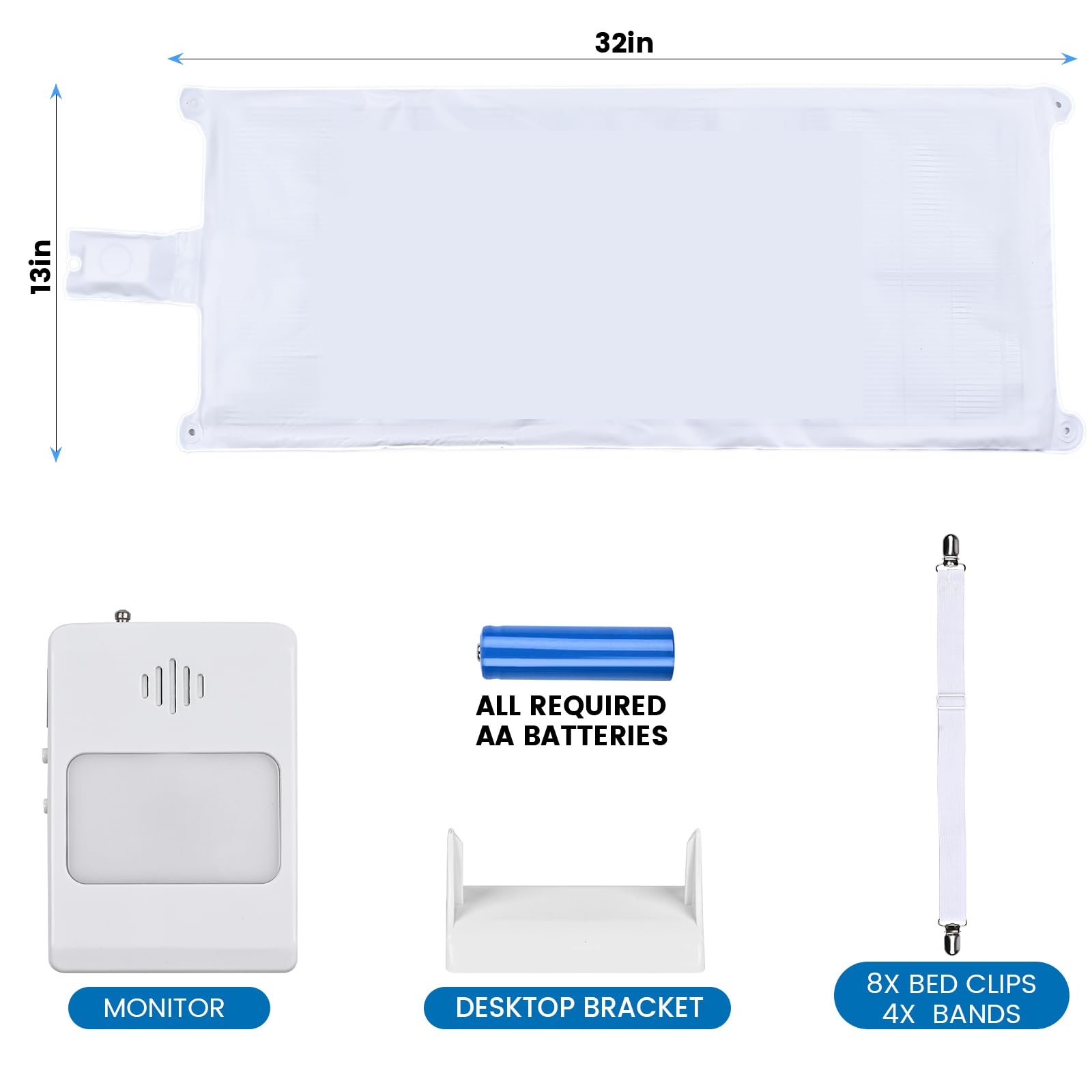 Almohadilla con sensor de cama y localizador de alarma de cama para adultos mayores, almohadilla con sensor de presión de cama con alarma, pacientes de demencia, cuidador, prevención de caídas para