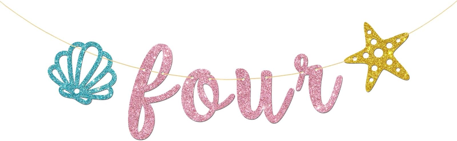 Talorine Mermaid 7th Birthday Banner Baby Girls Seven Years Old Birthday Decorations Under The Sea Mermaid 7th Birthday Party Decorations