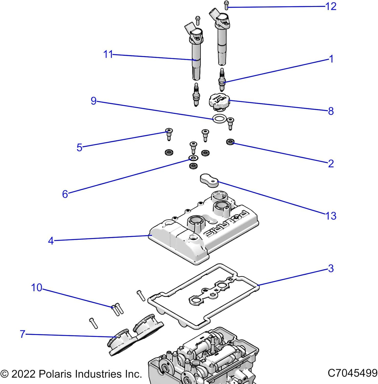 Polaris RZR Valve Cover, 2 Cylinder, Machined, Genuine OEM Part 5141003, Qty 1
