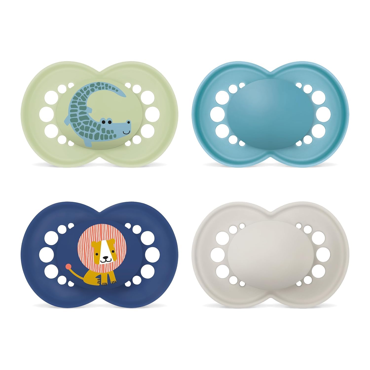 MAM Original Jungle/Plain Silicone 6-16 Pack of 4 Blue