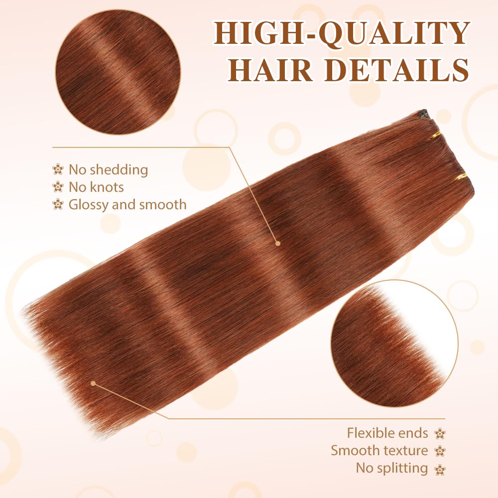 HotLulana Extension Capelli Veri Clip 7pcs 40cm 120g Castano Ramato Extension Capelli Veri 16 Pollice Extension Capelli Clip Invisible Extension Clip Capelli Veri Clip IN Extension Human Hair 33#
