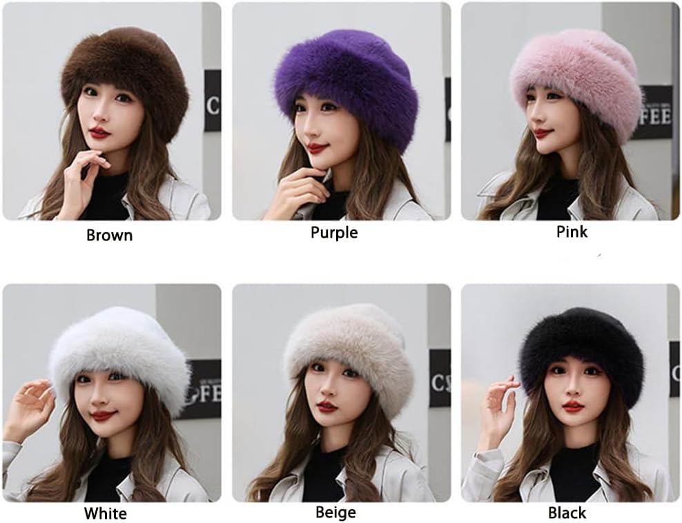 Thickened Faux Fur Warm Hat, Luxurious Women’s Faux Mink Mongolian Hat, Versatile New Winter Beret for Women Girls - Image 8