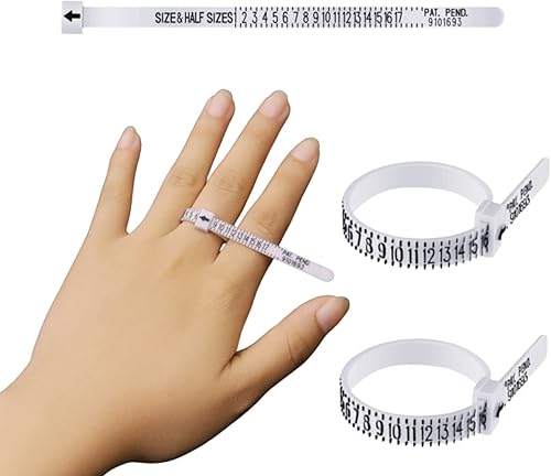 2 herramientas de medición de tamaño de anillo blanco, herramientas de medición de tamaño de dedo, tamaño de anillo 1-17, herramientas de medición