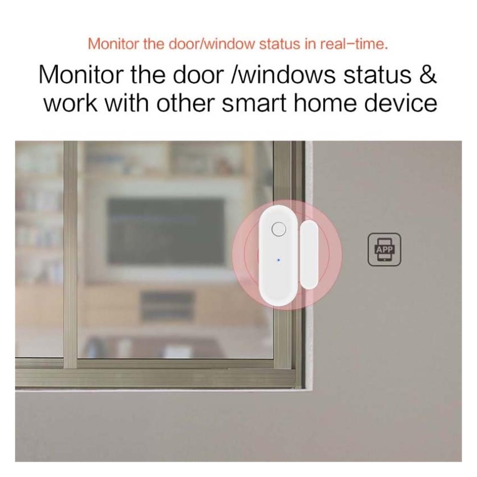 Sensor inteligente de puertas y ventanas Tuya inteligente Sensor de puerta Sensor de ventana puerta alarma magnética Detector Sensor magnético independiente funciona con Alexa para la seguridad del ho