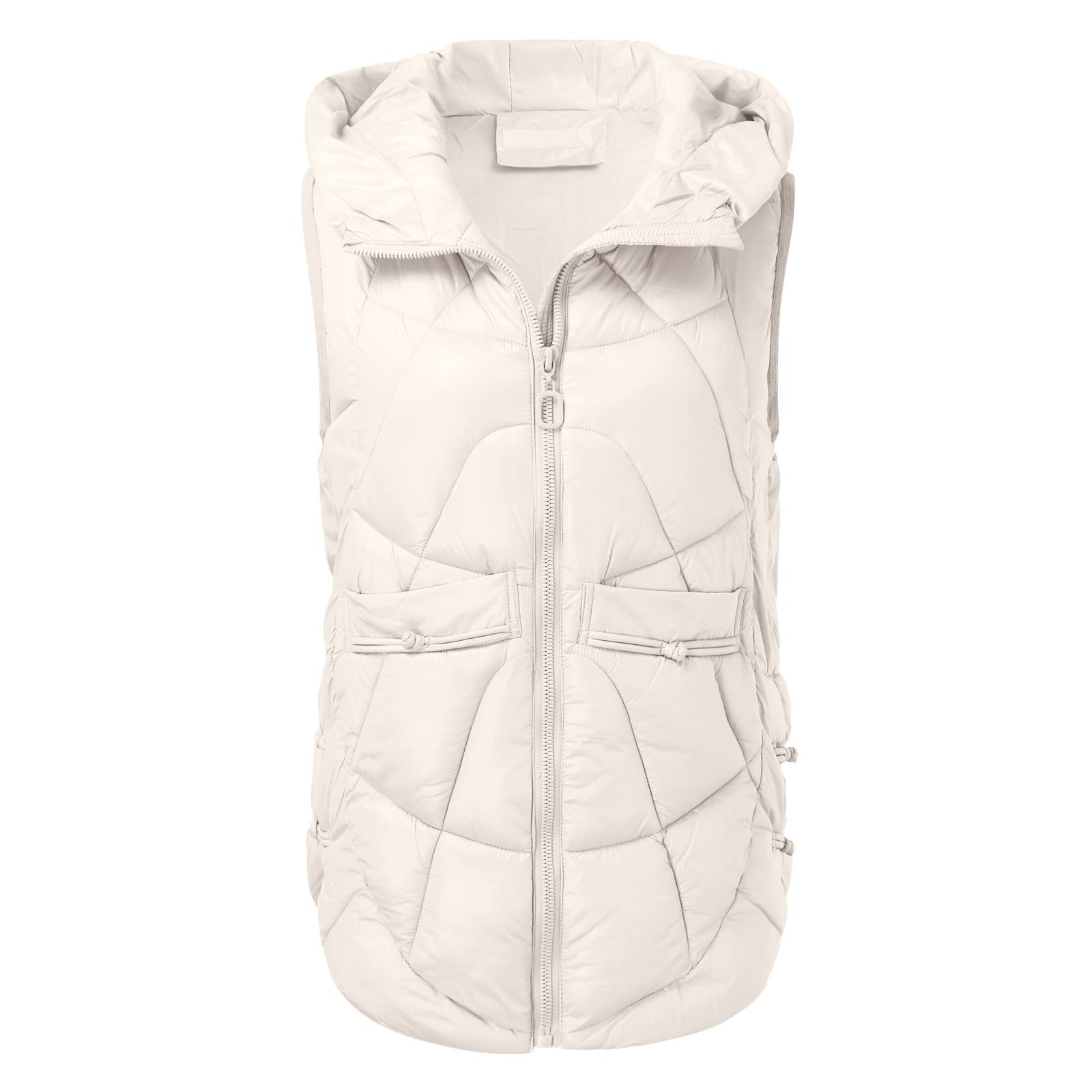 Chaleco acolchado para mujer con capucha, abrigo de invierno largo para mujer, tallas grandes, chaleco de entretiempo, holgado, cómodo, chaqueta de invierno, moderna con cremallera, chaqueta de