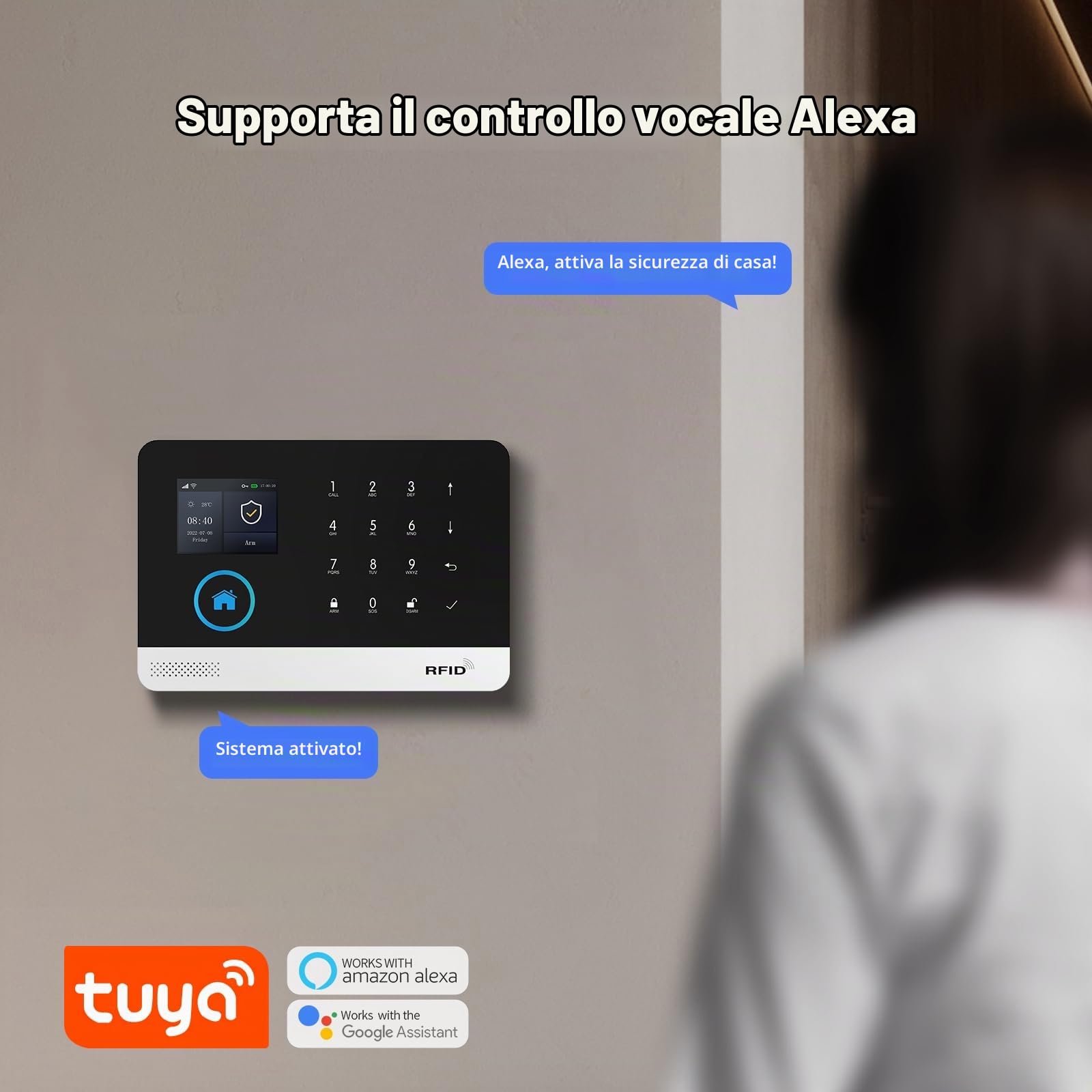 Sistema di allarme domestico wireless 4G+WIFI con telecamera esterna - Configurazione rapida e semplice, nessun canone mensile, controllo tramite app per la sicurez