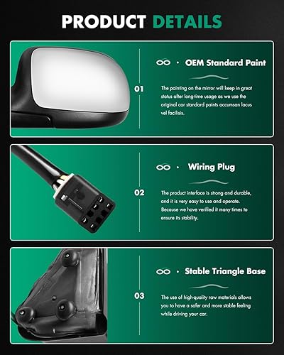 Miniatura 4 de SCITOO Espejo retrovisor lateral derecho del pasajero para 2000 para Chevy Tahoe exclPara UDing Z71 modelos para GMC Yukon exclPara UDing Denali