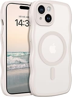 VENINGO iPhone 15 ケース MagSafe対応 マグネット搭載 ウェーブ スリムフィット 米軍耐衝撃 ワイアレス充電対応 黄変防止 いPhone 15 用 ケース 滑り止め 半透明 マット感 波状 レンズ保護 マグセーフ アイフォン15 カバー 6.1 インチ グレー
