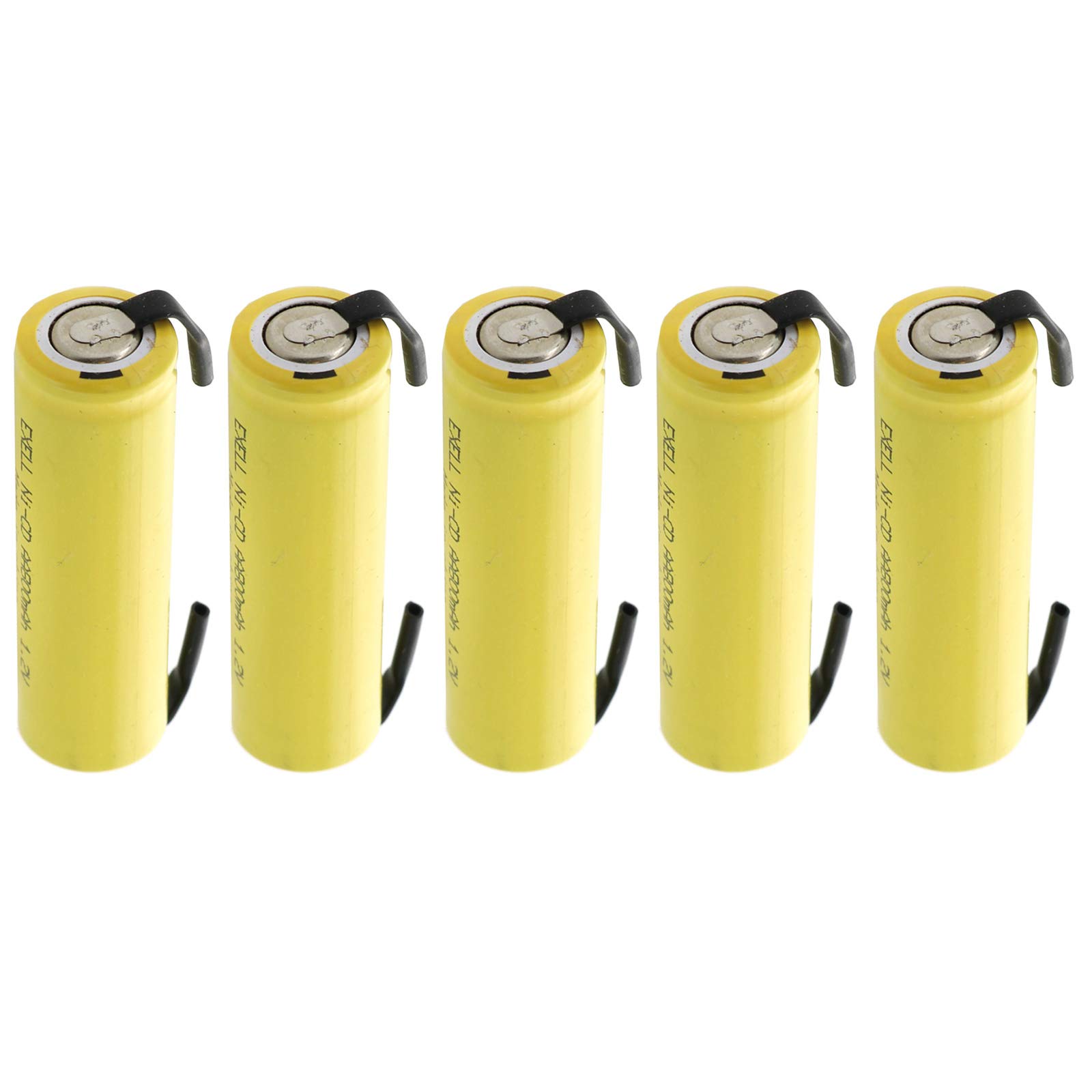 Exell Battery (5-PACK) AA 1.2V 800mAh NiCd Rechargeable Assembly Cell Battery with Tabs for high power static applications (Telecoms, UPS and Smart grid), radios, RC devices, electric tools