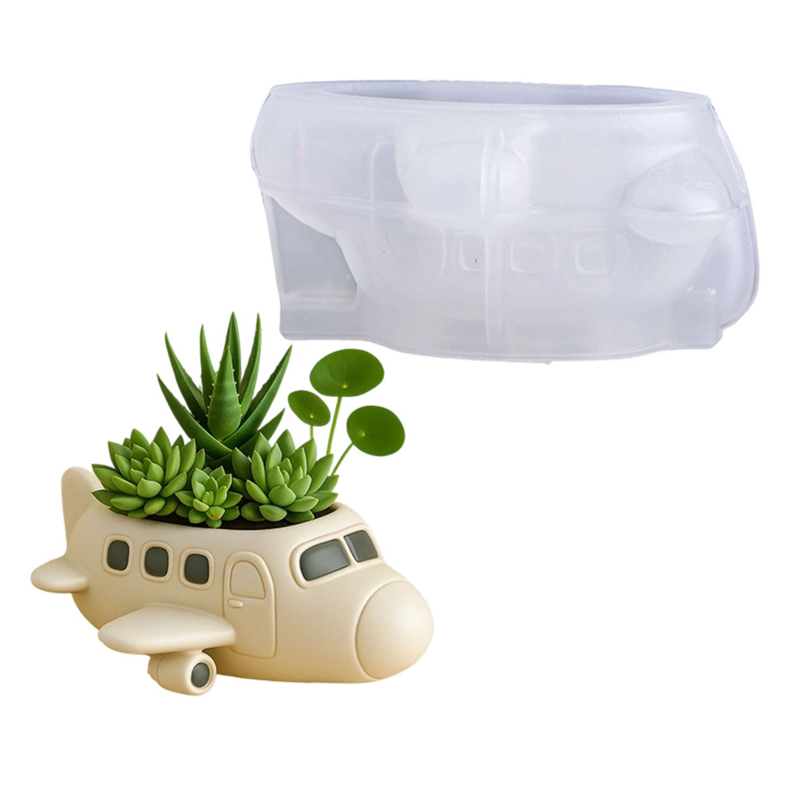 ZEPFJHE Aircraft Shape Silicone Molds for Making Cup Decorative Flowerpot Concrete Storage Container and Resin Casting Aircraft Elastomer Cast