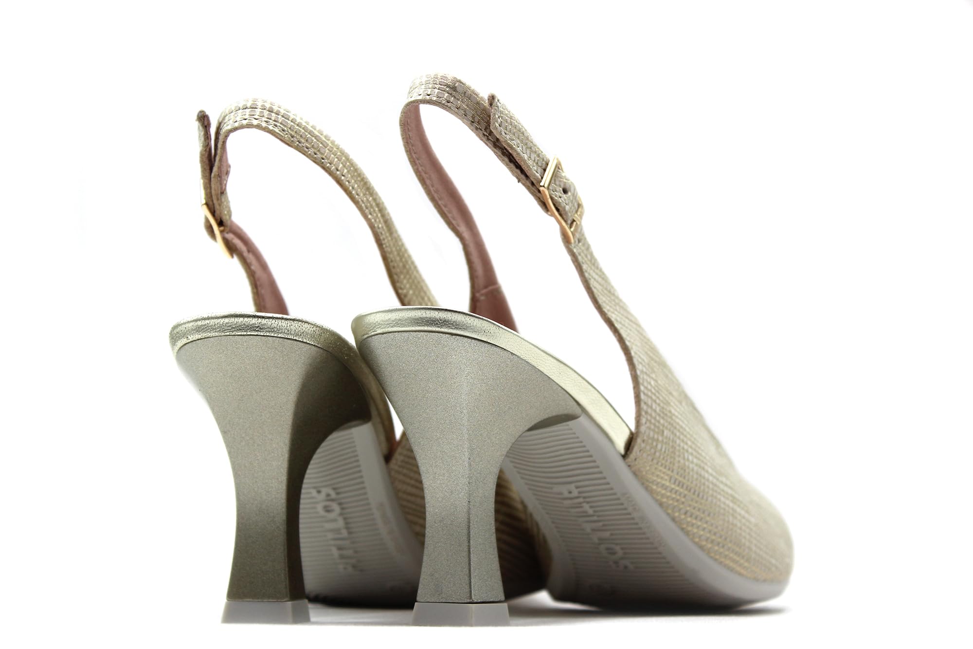 Pitillos - Zapato clásico de salón Destalonado con Puntera Fina,tacón Fino,de Piel,Suela de Goma,Hebilla para: Mujer