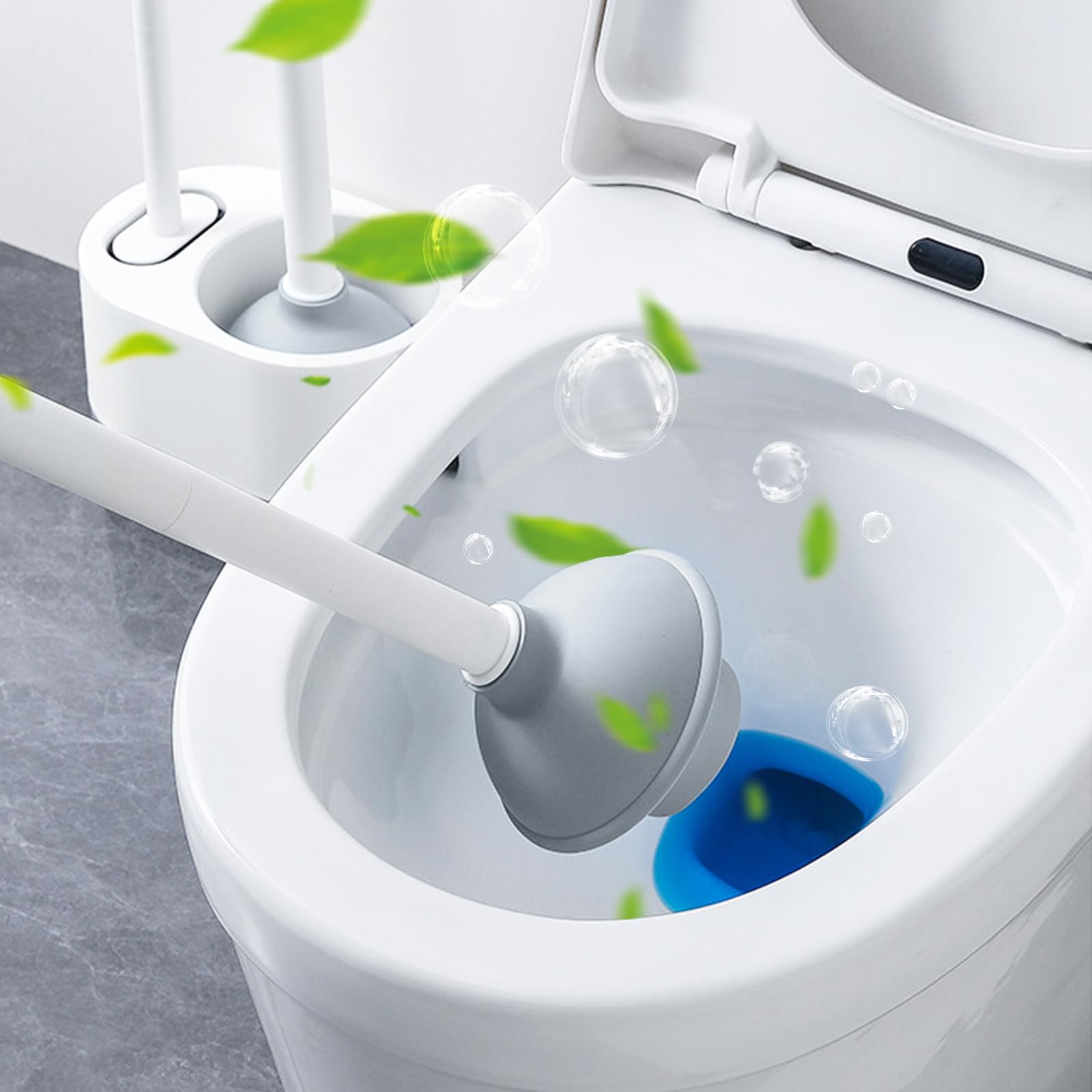 Set di scopino per WC in silicone, set 2 in 1 con scopino per WC e supporto a stantuffo, set di scopino per WC a stantuffo, scopino per WC, set di scopino per WC e set di sturalavandini