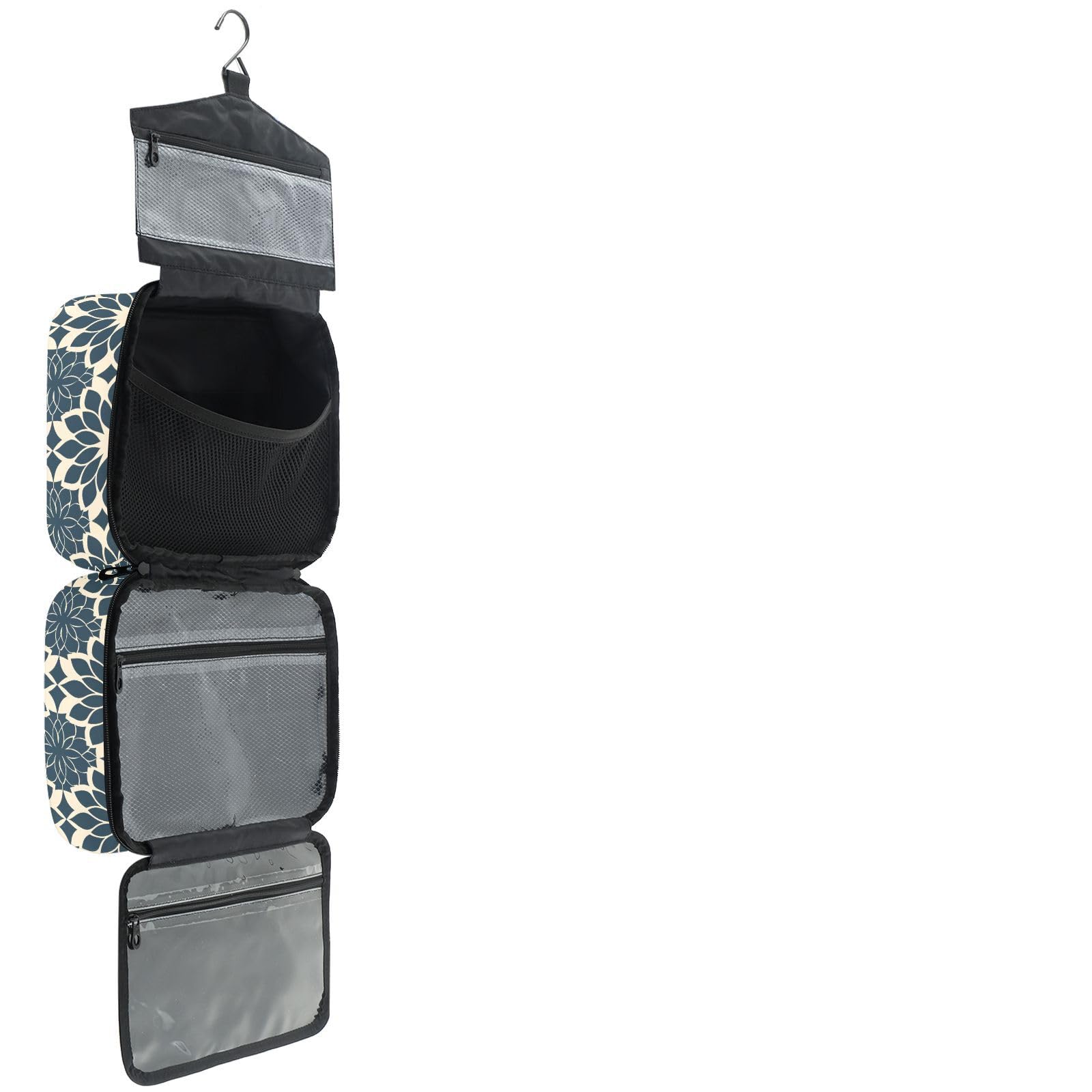 YNNALE Sewing Supply Organizer Bag, Geometric Dahlia Flower Portable Sewing Bags with Pockets&Hanger, Sewing Storage Box Case for Sew Supplies/Kit/Tools/Accessories (BAG ONLY)