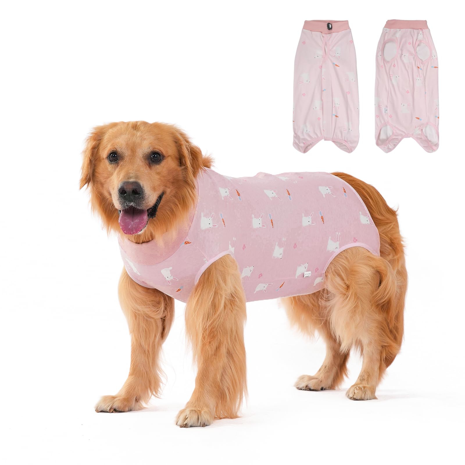 DoggieKit Dog Surgery Recovery Suit,Dogs Recovery Suits for Female and Male,Dog Surgical Suit,Surgical Vest for for Small Medium Large Dogs (Pink-rabbit