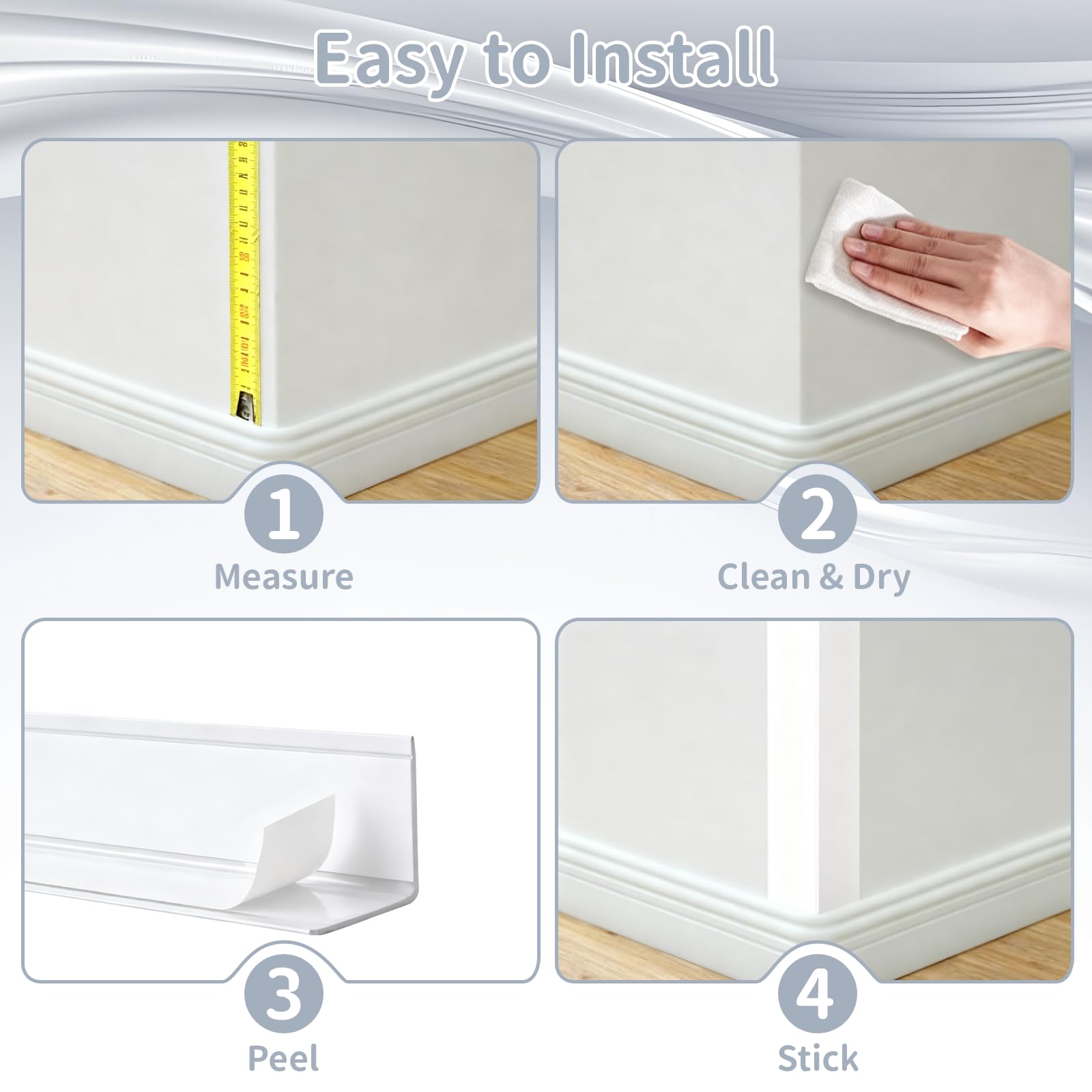 4 protectores de esquina de aluminio, autoadhesivos, sin taladrar, universales para azulejos, hormigón, madera, superficies de vidrio en el hogar y la oficina (porcelana blanca)